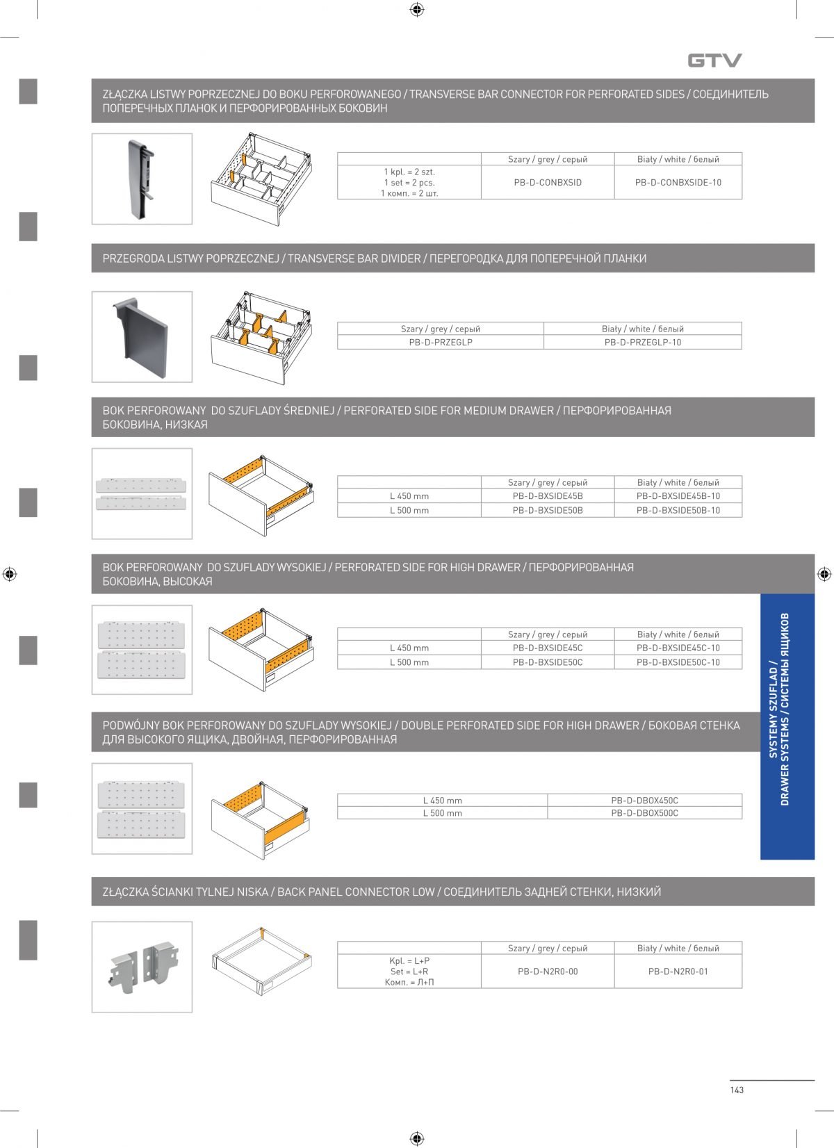 Modern Box Push to Open drawer box system 250mm 550mm Fiteo Furniture Fittings UK