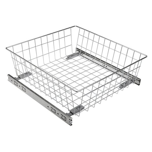 Pull out wardrobe wire basket with full extension runners